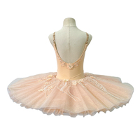 Tutu de ballet professionnel pour enfants, rose pêche, polyester/rayonne avec appliques en dentelle et strass pour la performance du Casse-Noisette Fitdance