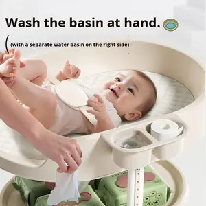 Fasciatoio per Neonati, Tavolo per la Cura del Bambino, Pieghevole e <span class=keywords><strong>Portatile</strong></span>, Altezza Regolabile, Supporto per il Bagnetto, Lettino Mobile per Neonati - Product Image 2
