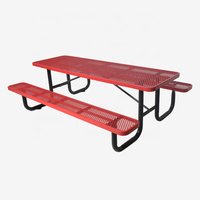 Table de pique-nique en métal expansé commerciale qutdoor de qualité avec banc meubles de jardin table à manger en acier table de café de patio extérieur