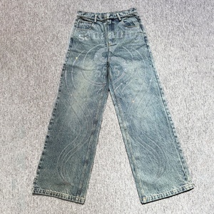Fabricante de Jeans con Pedrería, Pantalones Vaqueros Holgados de Moda Urbana Personalizados para Hombre, Jeans de Mezclilla con Pedrería Apilada - Product Image 1