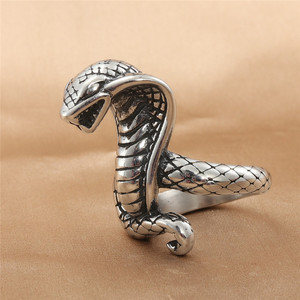 Snake <b>Ring</b> Men's Stainless Steel Animal Shape Punk Style Gift Jewelry <b>Large</b> Silver US Size 21027 - Product Image 1