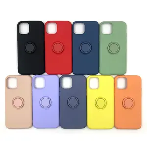 Full Cover Liquid Silicone Ring Holder Kickstand Function Phone Case For Apple iPhone 11 pro