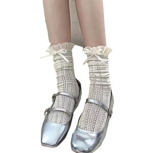 <b>Lace</b> <b>Socks</b> Women White Milk White Cotton Breathable Calf Length Solid Color Lolita Style Spring Summer Fashion <b>Socks</b> - Product Image 5