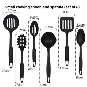 6-Piece Nylon Kitchen Utensil Set – Black Spatula, Slotted Turner, Soup Ladle, Pasta Server, Slotted Spoon, Solid Spoon – Non-St - Product Image 4