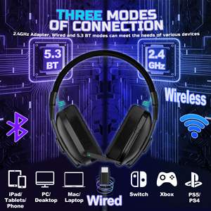 Meilleures ventes <span class=keywords><strong>Casque</strong></span> de jeu <span class=keywords><strong>sans</strong></span> <span class=keywords><strong>fil</strong></span> 2.4G avec codec AAC Micro réglable à faible latence à trois modes pour DJ et joueurs - Product Image 5