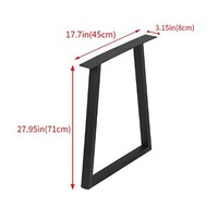 Pieds de table/bureau rectangulaires en métal noir robuste et moderne pour la maison, le bureau, le salon, la chambre, la salle de bain, la salle à manger