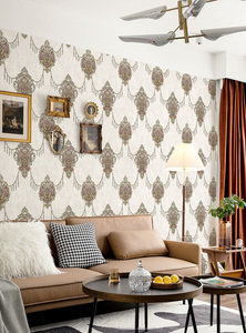 Embossed Damask Design <b>PVC</b> Wallpaper <b>Rolls</b> 1.06m Waterproof and Soundproof for Modern European Style Household and Hotel Use - Product Image 4