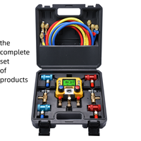 Kit de recharge de réfrigérant pour climatisation automobile avec manomètre numérique pour CVC, raccords rapides R134a R1234yf et robinets de décharge, 3 tuyaux
