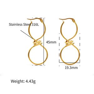 Chris April เงินเกาหลีเครื่องประดับต่างหูบิดเกลียวขนาดใหญ่ชุบทอง18K - Product Image 2