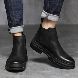 Stivali da <span class=keywords><strong>uomo</strong></span> in pelle di grandi dimensioni comodi stivali da neve in <span class=keywords><strong>pelliccia</strong></span> calda impermeabile moda Slip On stivali Chelsea per <span class=keywords><strong>uomo</strong></span> - Product Image 3