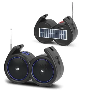 Портативный мини-динамик DG66, Беспроводная колонка 2 дюйма, 5 Вт, с зарядкой от солнечной батареи, со светодиодной подсветкой RGB/USB/TF/FM/AUX/BT, черный, синий, красный