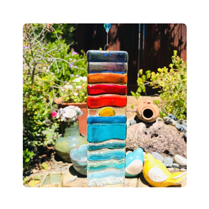 Bleu océan vague Turquoise <span class=keywords><strong>mer</strong></span> motif verre fusionné attrape-soleil à <span class=keywords><strong>la</strong></span> main fusion verre mur Art Design panneau suspendu pour <span class=keywords><strong>la</strong></span> décoration intérieure - Product Image 5