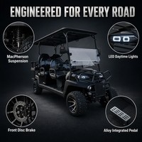 Carrito de Golf Eléctrico de 60V para 6 Pasajeros, de Lujo, con Motor de CA de 4KW, Batería de Plomo-Ácido, 35 Km/h de Largo Alcance, para Uso en Clubes Campestres y Resorts