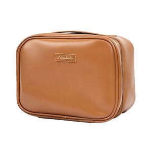 กระเป๋าเครื่องสำอางนานบูโดว์ความจุขนาดใหญ่กันน้ำสำหรับเดินทางสีทึบพร้อมหูหิ้วนุ่ม - Product Image 1