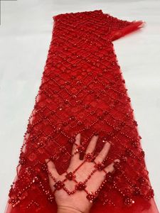 Ni.ai ผ้าลูกไม้ประดับลูกปัดเลื่อมปักมุกผ้าลูกไม้ตาข่ายปักเลื่อมฝรั่งเศสพร้อมไข่มุกดีไซน์ใหม่ - Product Image 2