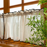 Rideaux de porte transparents modernes filtrant la lumière avec bordure noire pour salon et chambre à coucher