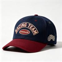 Gorra de Béisbol Bordada Personalizada de 6 Paneles con Diseño Retro de Auto de Carreras, Logotipo a Cuadros, Visera de Dos Colores, Ajustable, de Algodón, Deportiva, para Hombre