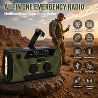 Cargador de Teléfono Solar Multifuncional con Manivela, 5000mAh, Linterna LED, Alarma SOS, Radio Portátil para Camping y Emergencias