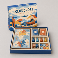Jeu de société personnalisé avec cartes, dés, jetons, plateau en papier pliable et boîte colorée