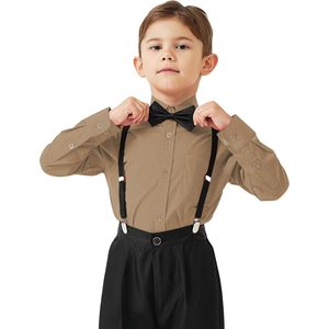 Chemise habillée à manches longues pour garçons, chemise uniforme avec poche poitrine, 9 mois-16 ans - Product Image 1