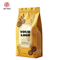 Pochette imprimée personnalisée debout stratifiée pour thé café fond plat zip-lock emballage alimentaire compostable pochette souple pour sacs de café