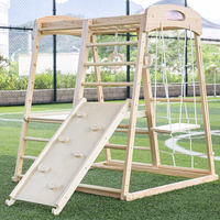 Set de Juego Montessori de Madera para Escalar, con Tienda de Campaña, Tobogán y Red de Escalada, Ecológico, Colorido, para Interiores y Exteriores, Gimnasio de Escalada Tipo Jungla