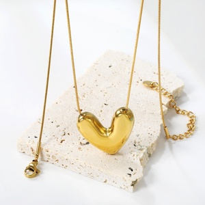 Collier tendance en acier inoxydable, bijoux délicats, collier épais avec pendentif, plaqué or 18 carats PVD, charmes lisses, collier en forme de cœur pour femmes - Product Image 5