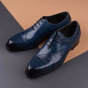 Men's Luxury Thick-Soled Genuine Leather Elevator <b>Shoes</b> Trendy English-Style Carved Shiny Lace-Up Design - Product Image 3