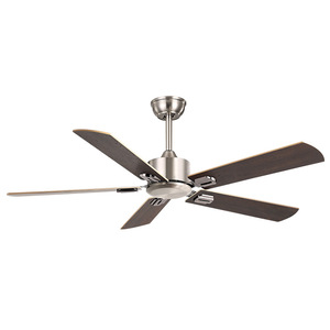 Ventilateur de plafond LED 52 pouces pour salon intérieur, pales en bois rustiques, cage industrielle, finition noir mat - Product Image 1