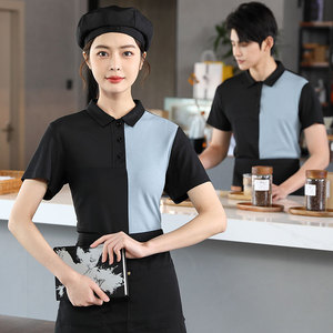 Camiseta <span class=keywords><strong>de</strong></span> manga corta <span class=keywords><strong>de</strong></span> uniforme <span class=keywords><strong>de</strong></span> trabajo <span class=keywords><strong>de</strong></span> camarero frente restaurante supermercado sólido <span class=keywords><strong>de</strong></span> alta calidad con impresión <span class=keywords><strong>de</strong></span> logotipo personalizado - Product Image 3