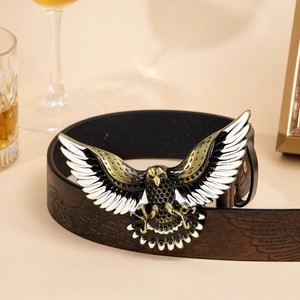Vintage Geëlde Adelaar Gesp van Runderleer Herenriem - Elegant Modieus Trendy Stijl Legering Gesp 2-4cm Breedte 90-120cm - Product Image 2