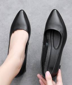 Venta caliente cuero genuino sólido mate negro <span class=keywords><strong>azafata</strong></span> Banco empleado del hotel trabajo zapatos <span class=keywords><strong>de</strong></span> las señoras - Product Image 3