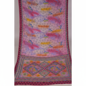 ผ้าส่าหรีสไตล์วินเทจผ้าไหมลายดอกไม้5หลาสำหรับเสื้อผ้าแนวโบโฮการเย็บแบบทำมือโครงการงานฝีมือและการใช้ในบ้านสิ่งทอ - Product Image 1