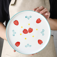 Assiette plate japonaise en céramique peinte à la main pour steak Plateau de rangement moderne pour plats occidentaux Présentoir de bijoux créatif Cuisine