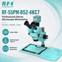 Microscope biologique stéréoscopique trinoculaire RF4 avec caméra 4K grand angle, zoom 6,5X-55X, champ de vision large pour échantillons biologiques