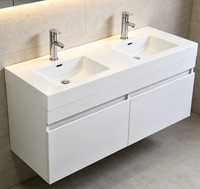 Meuble-lavabo mural double vasque résistant à l'eau, design moderne, fabriqué à Hangzhou, blanc, pour hôtels et appartements