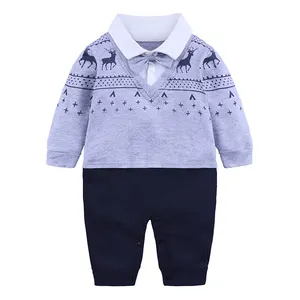 Baby kleidung Koreanische Art Baumwolle Langarm Krawatte Gentleman Neugeborene Jungen Stram pler