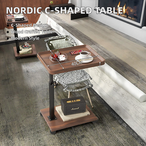 Mesa auxiliar de madera de diseño nórdico moderno, estante de café cuadrado, mesa de esquina en forma de <span class=keywords><strong>C</strong></span> para uso doméstico para sala de estar y dormitorio - Product Image 3