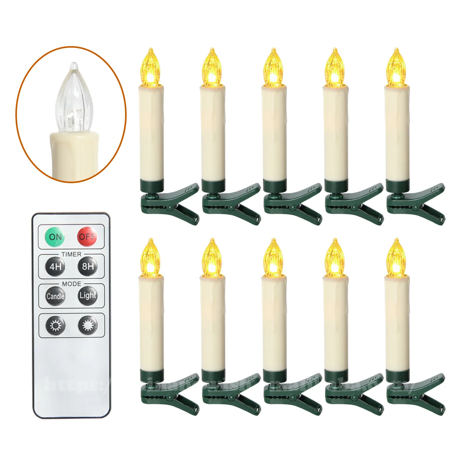 Kanlong 10 יחידות\סט פלסטיק שלט רחוק RGB חם לבן ניתן לעמעום עם קליפ אלחוטי חג המולד עץ קישוט נר אורות