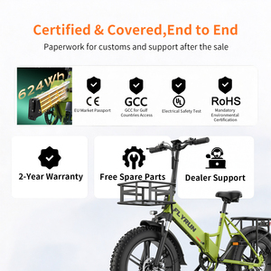 <b>20</b>" Foldable 4.0 Fat <b>Tire</b> Electric Bicycle 250W CE 48V13Ah 75Miles APP NFC StVZO Basket Rack EU UK Warehouse Bulk - Product Image 5