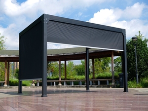 Pergola de terrasse avec toit rétractable, système de toit de pergola en aluminium imperméable <span class=keywords><strong>pour</strong></span> l'extérieur, <span class=keywords><strong>auvent</strong></span> bioclimatique à lames orientables - Product Image 2