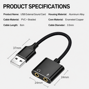 <span class=keywords><strong>Carte</strong></span> <span class=keywords><strong>son</strong></span> externe filaire USB, double port audio et microphone 3,5 mm 2-en-1, plug and play, <span class=keywords><strong>pour</strong></span> ordinateur portable, ordinateur <span class=keywords><strong>de</strong></span> bureau, PS4, 3 appareils - Product Image 5