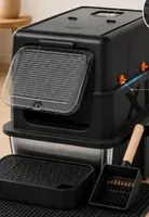Bac à litière pour chat en acier inoxydable extra large avec couvercle rabattable, design couloir, anti-éclaboussures, toilette pour chat