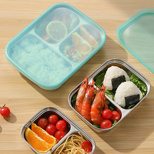 TIANXING Factory Direct Bandeja de comida de <span class=keywords><strong>3</strong></span> compartimentos SUS Bandeja de acero inoxidable para servir alimentos con tapas - Product Image 5