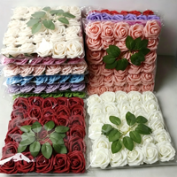 Vente en gros de 25 têtes de roses en mousse avec feuilles pour la décoration de gâteaux de mariage et de la Saint-Valentin, fleurs artificielles