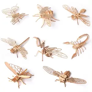 2024 Educational Children's Toys Various Styles Of Insect Model , Children Can Assemble 3D Wooden Laser Puzzle Kit