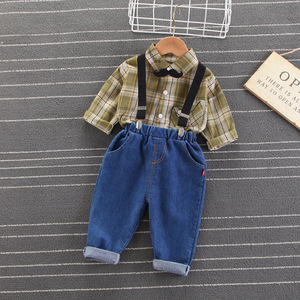 Conjuntos de 2 piezas de <span class=keywords><strong>ropa</strong></span> nueva a cuadros <span class=keywords><strong>para</strong></span> bebé niño de 1 <span class=keywords><strong>año</strong></span> - Product Image 3