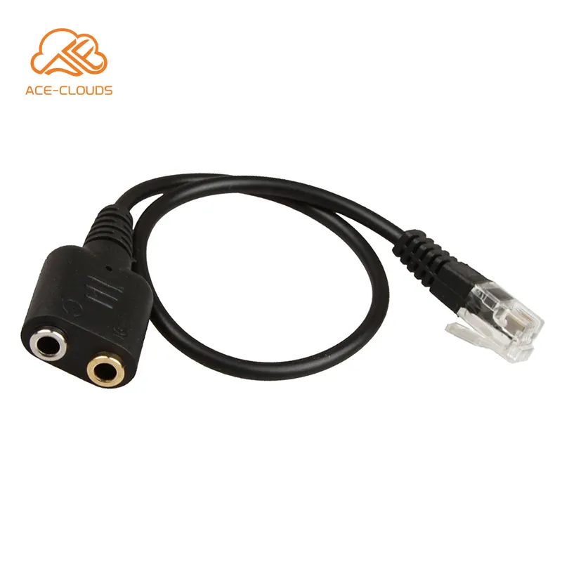PC Headset Dual 3.5mm to telephone RJ9 Adapter Cable for PC Headset to Avaya 1600 9600 SNOM Yealink Phones