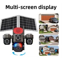 Caméra CCTV solaire à 4 objectifs, vision nocturne, étanche IP66, sans fil, 4G WiFi, PTZ, sécurité extérieure, audio bidirectionnel, carte SIM 4G