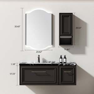 Mueble de Baño Personalizado de Fabricante Chino, Conjunto de Tocador con Espejo de Diseño Duradero, Gabinete de Madera Contrachapada Sólida, Tocador Flotante - Product Image 2